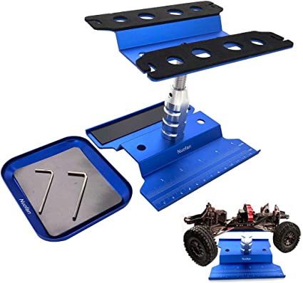 RC Car Work Stand Aluminum Repair Workstation 360 Degree Rotation Lift Lower w/Screw Tray
