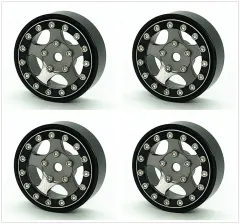 Treal 1.0 Beadlock Wheels(4P-Set) for Axial SCX24 with Brass Rings Weighted 22.4g-B Type - Black-Grey