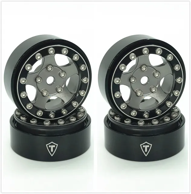 Treal 1.0 Beadlock Wheels for SCX24 Aluminum 11.6g-B Type - Black-Grey