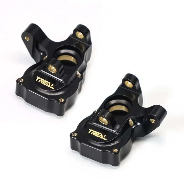 TREAL SCX24 Brass Inner Portal Covers(2P) Front Steering Knuckles 11g for Portal Axles - Black