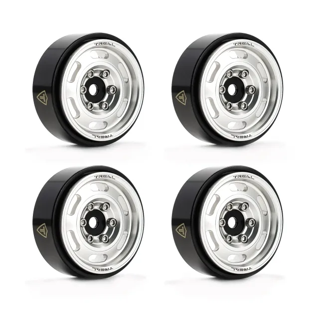 TREAL 1.0'' Vintage Beadlock Wheels(4P) for SCX24 -Type E - Silver