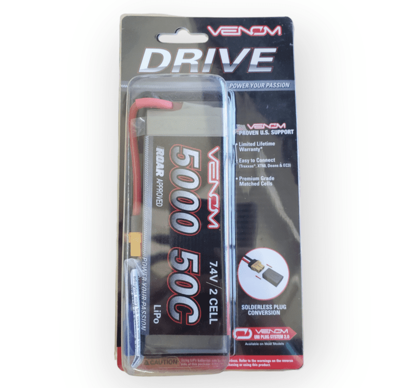 Venom Drive Battery 5000mAh 2S 7.4V 50C LiPo UNI Plug Hard Case