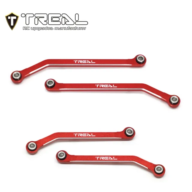 TREAL Aluminum 7075 High Clearance Links Set (4pcs) Chassis Lower Links for TRX4M 1/18 RC Crawler - Red