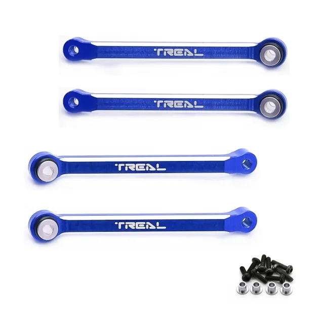 TREAL FCX24 Upper Links Set (4pcs) Aluminum 7075 Upper Chassis 4-Links for FMS FCX24 1:24 - Blue
