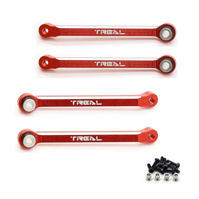 TREAL FCX24 Upper Links Set (4pcs) Aluminum 7075 Upper Chassis 4-Links for FMS FCX24 1:24 - Red