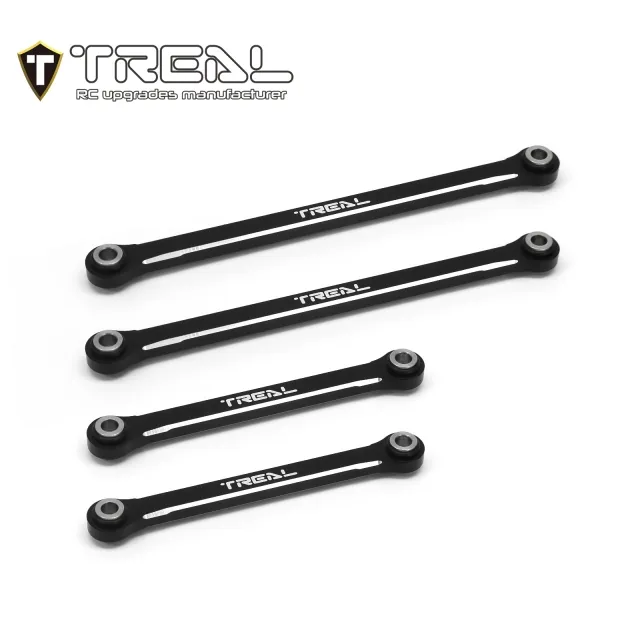 TREAL TRX4M Upper Links Set (4pcs) Aluminum 7075 Upper Chassis 4-Links Upgrades 1/18 Scale - Black
