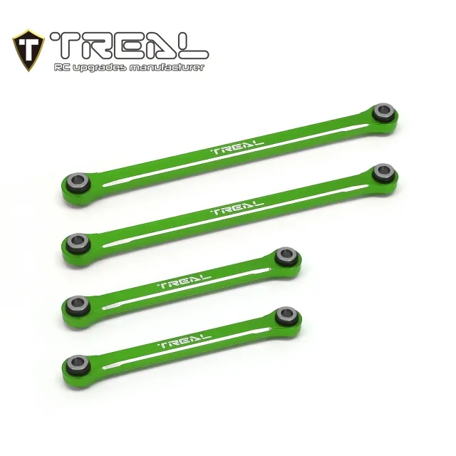TREAL TRX4M Upper Links Set (4pcs) Aluminum 7075 Upper Chassis 4-Links Upgrades 1/18 Scale - Green