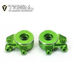 TREAL Aluminum 7075 Front Steering Knuckles Set (2P) L&R CNC Machined Upgrades for 1/18 TRX4M Defender Bronco - Green