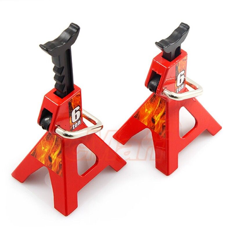 1/10 RC ROCK CRAWLER ACCESSORY HEIGHT ADJUSTABLE 6 TON JACK 2PCS RED