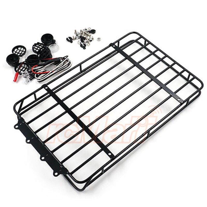 METAL ROOF RACK W/ WHITE LEDS FOR TRX-4 BRONCO AXIAL SCX10 II CHEROKEE JEEP
