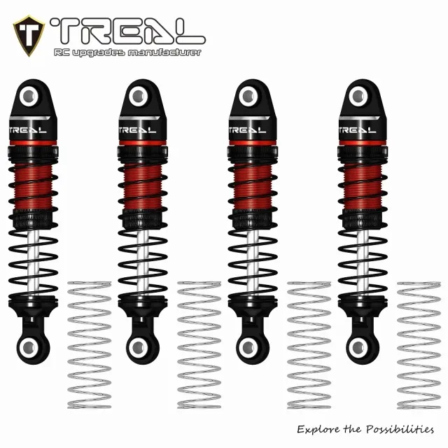 TREAL TRX4M Shocks 53MM Oil-filled Threaded Damper Upgrades Compatible with Traxxas 1/18 TRX4-M - Red
