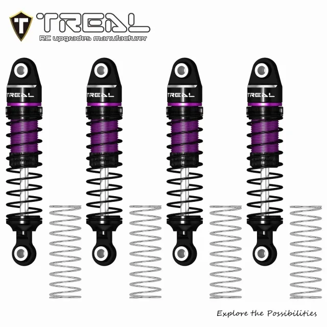 TREAL TRX4M Shocks 53MM Oil-filled Threaded Damper Upgrades Compatible with Traxxas 1/18 TRX4-M - Purple