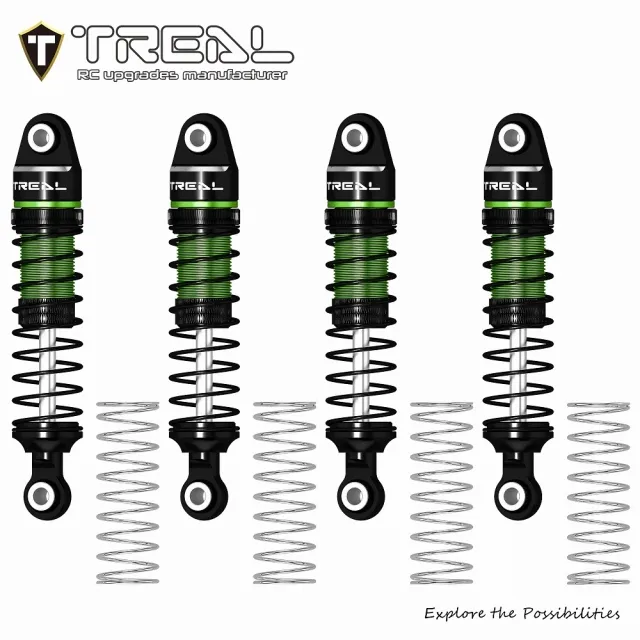 TREAL TRX4M Shocks 53MM Oil-filled Threaded Damper Upgrades Compatible with Traxxas 1/18 TRX4-M - Green