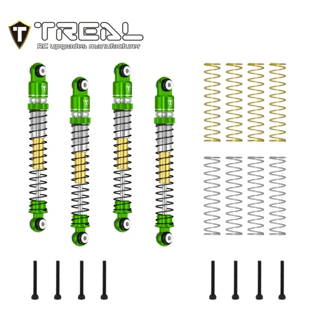 TREAL Shocks 53mm Aluminum Threaded Shock Adjustable Absorber Oil Damper compatible with 1/24 Axial AX24 XC-1- Green