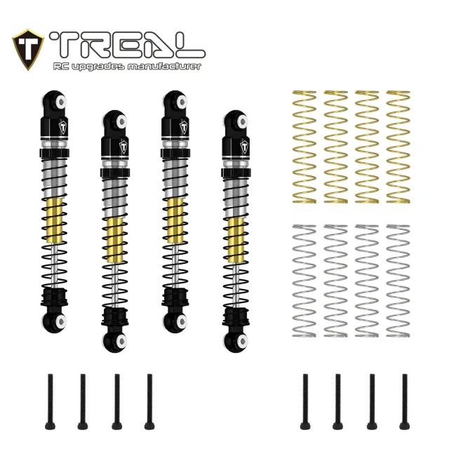 TREAL Shocks 53mm Aluminum Threaded Shock Adjustable Absorber Oil Damper compatible with 1/24 Axial AX24 XC-1- Black