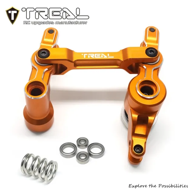 TREAL Aluminum 7075 Servo Saver Steering Bell Cranks Compatible with Traxxas 1/6 XRT - Orange