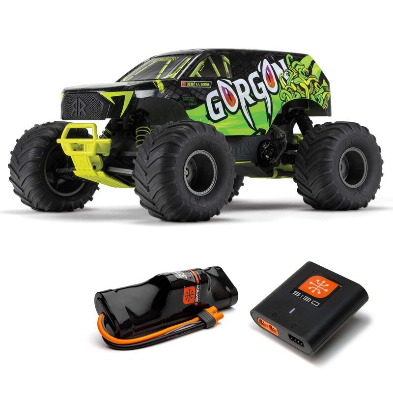 1/10 GORGON 4X2 MEGA 550 Brushed Monster Truck RTR with Battery & Charger - Yellow