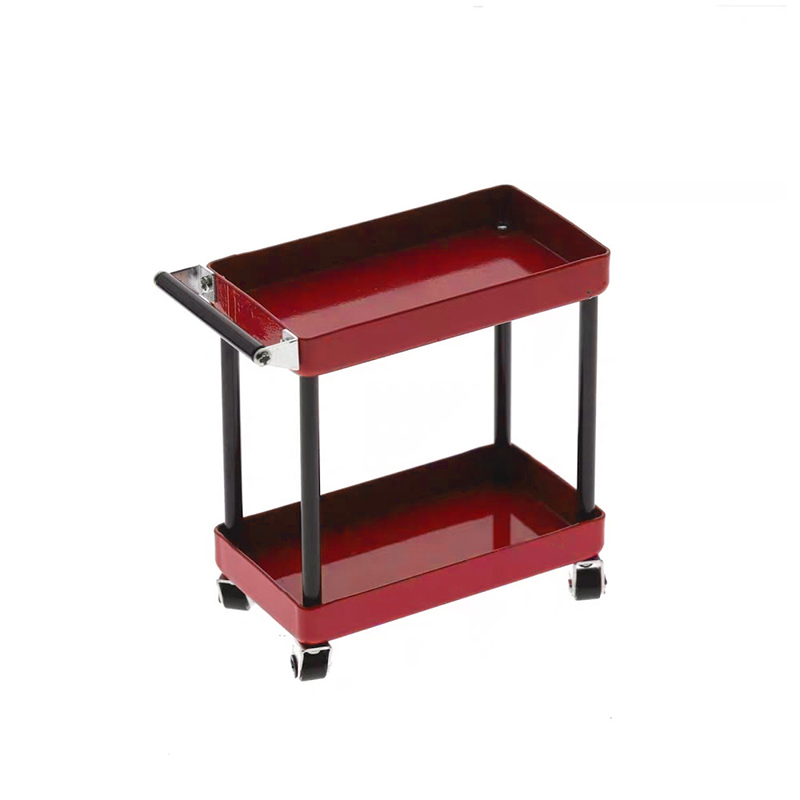 1/10 RC ACCESSORY 2-TIERED ROLLING METAL HANDY CART - RED