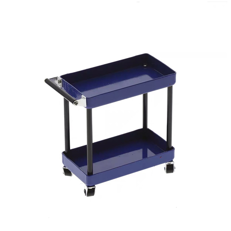 1/10 RC ACCESSORY 2-TIERED ROLLING METAL HANDY CART - BLUE