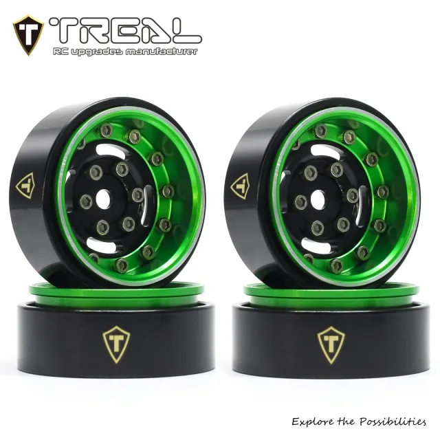 TREAL 1.0 Beadlock Wheels Deep Dish Rims (4P) - Type F - Green