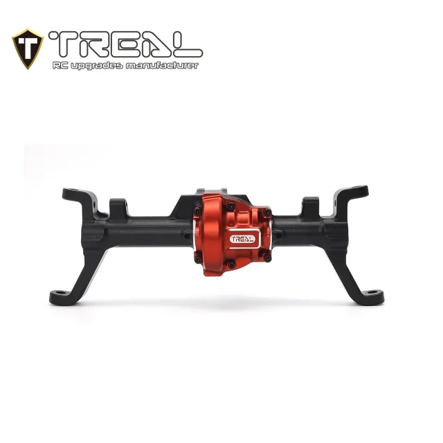TREAL Aluminum 7075 Front Axle Housing w C Hubs CNC Billet Machined One-Piece for Redcat GEN9 & Ascent Crawler - Black