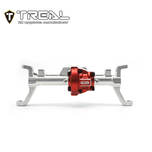 TREAL Aluminum 7075 Front Axle Housing w C Hubs CNC Billet Machined One-Piece for Redcat GEN9 & Ascent Crawler - Silver