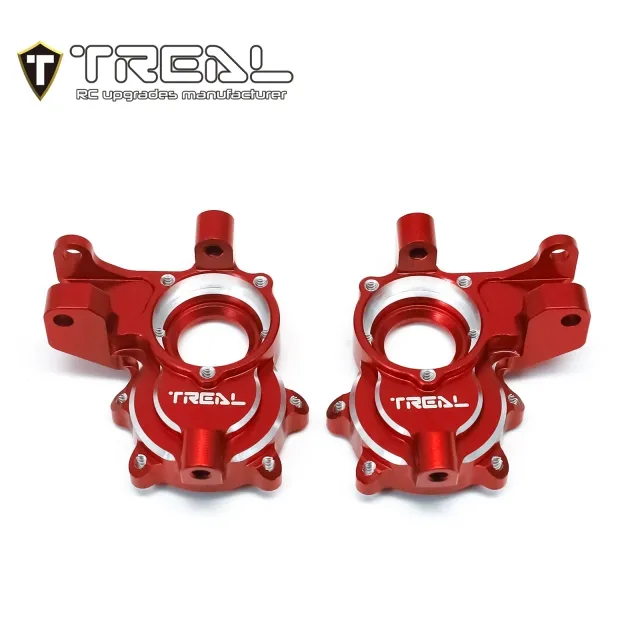 TREAL Aluminum 7075 Front Steering Knuckles,Inner Portal Covers Set Upgrades for Redcat GEN9 and Ascent Crawler - Red