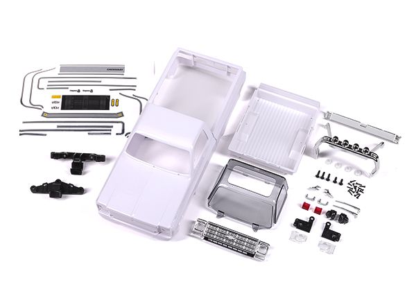 Traxxas Body Chevrolet K10 Truck (1979),Complete (Unassembled) (White, Requires Painting) (Includes Grille, Side Mirrors, Door Handles, Roll Bar, Windshield Wipers, & Clipless Mounting) (Requires #9835 Front & Rear Bumpers)
