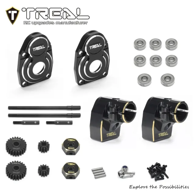 TREAL SCX10 Pro Rear Axle Portals Kit Complete Set w stub axle shafts for Axial SCX10 PRO Comp Kit DIY High Clearance Upgrades