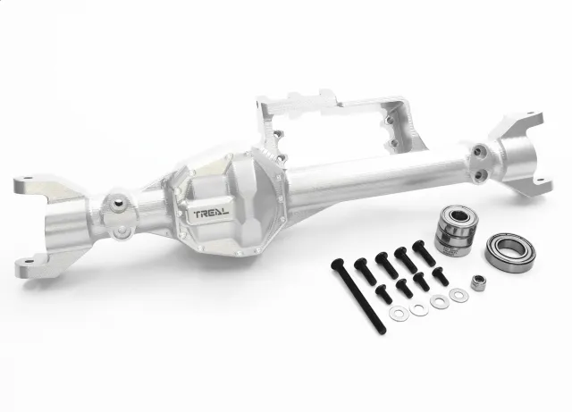 Treal Rear Steering Axle Housing Aluminum 7075 Mirror 4WS Rear Axle for Axial RBX10 Ryft - Silver