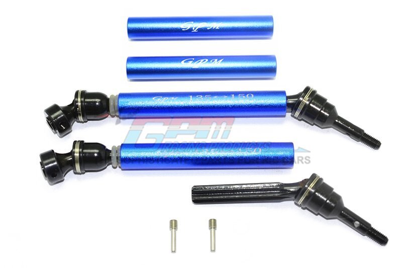 Steel+Aluminium Front/Rear Universal Swing Shaft With Washers & Wheel Hubs - 1pr set - Blue