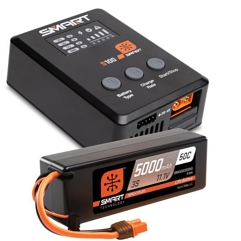 Smart Powerstage Surface Bundle: 5000mAh 3S 50C LiPo Battery (IC3) / 100W S100 Charger