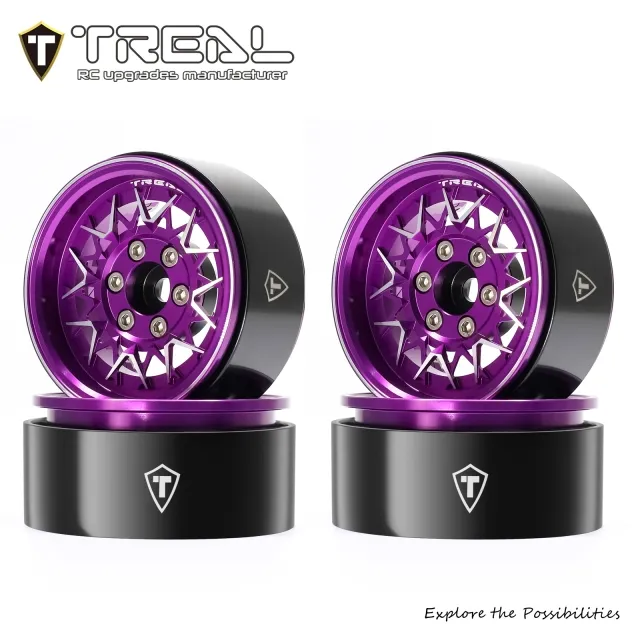 TREAL 1.9 Beadlock Wheels Fasion RC Wheel Rims(4P) -Type V - Purple