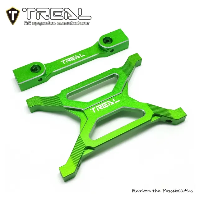 TREAL SCX10 Pro Rear Chassis Brace Post Mount Aluminum 7075 CNC Billet Machined Upgrade - GREEN