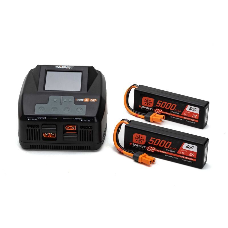 Smart G2 Powerstage 4S Surface Bundle: 2S 5000mAh LiPo Battery (2) / S2200 G2 Charger