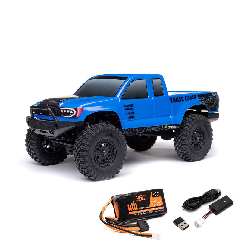 1/24 SCX24 Base Camp 4WD Rock Crawler Brushed RTR with Battery & Charger - Blue