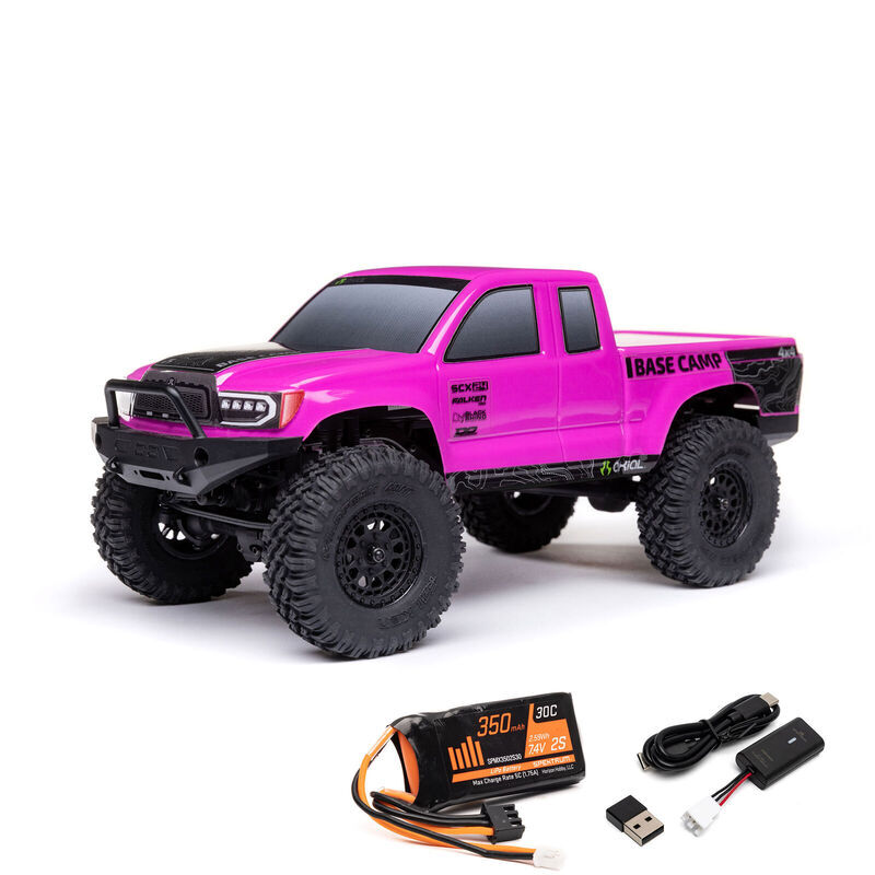 1/24 SCX24 Base Camp 4WD Rock Crawler Brushed RTR with Battery & Charger - Pink