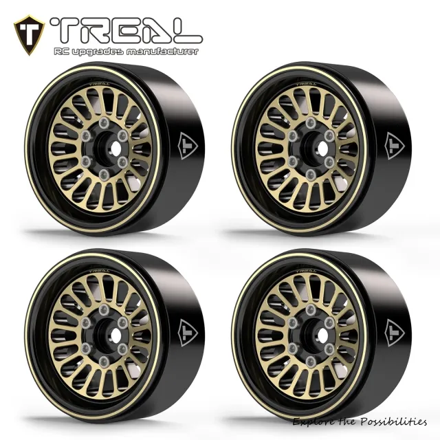 TREAL 1.9 Brass Beadlock Wheels Heavy Weights (215g/0.47lb per wheel) for 1/10 Scale Crawlers