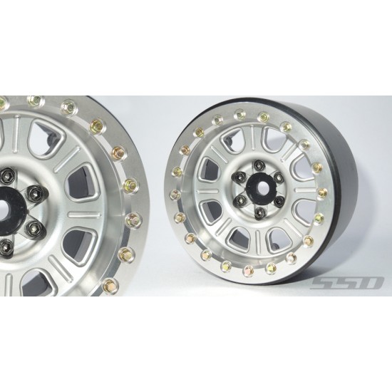 SSD Aluminum 2.2inch Bouncer Beadlock Rim 2 pcs Silver For 1/10 RC Crawler