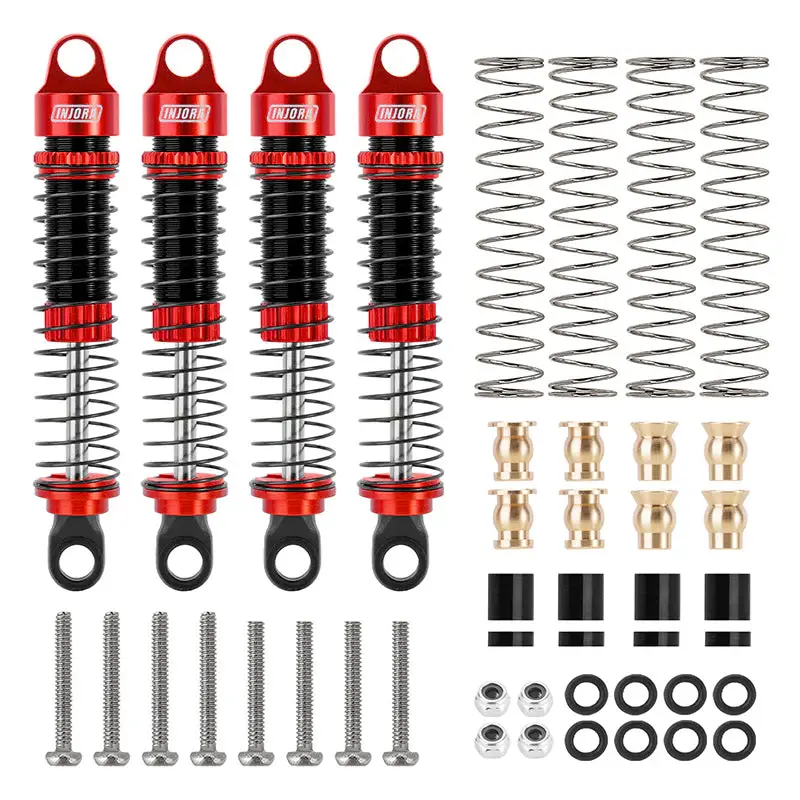 INJORA 59mm Long Threaded Oil Shocks for 1/18 Redcat Ascent-18 - Red