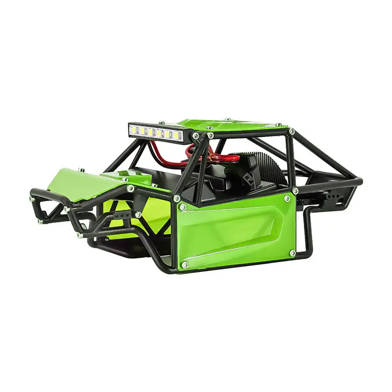 INJORA Nylon Rock Buggy Roll Cage Body Shell Chassis Kit for 1/24 SCX24 (C10 JLU Bronco Base Camp) - Green
