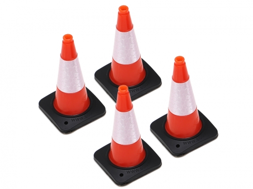 Rubber Traffic Cone w/ Reflective Decal Trail Marker / Track Accessory (4) Orange