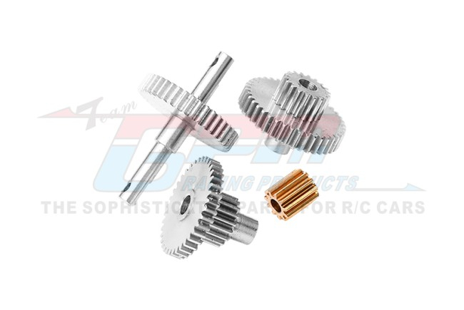 Harden Steel #45 Transmission Gear + Brass Motor Teeth (97074-1/97054-1) Silver for Traxxas TRX-4M
