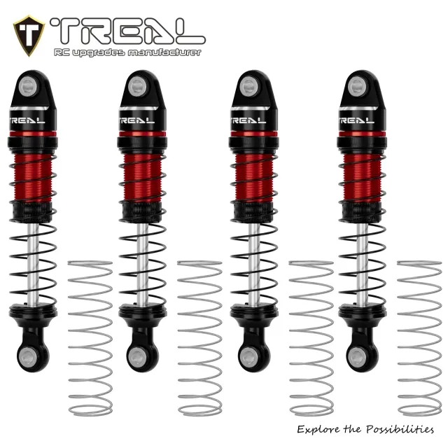 TREAL Shocks 59MM Oil-Damper Long Travel Threaded Shocks for 1/18 TRX-4M TRX-4MT - RED