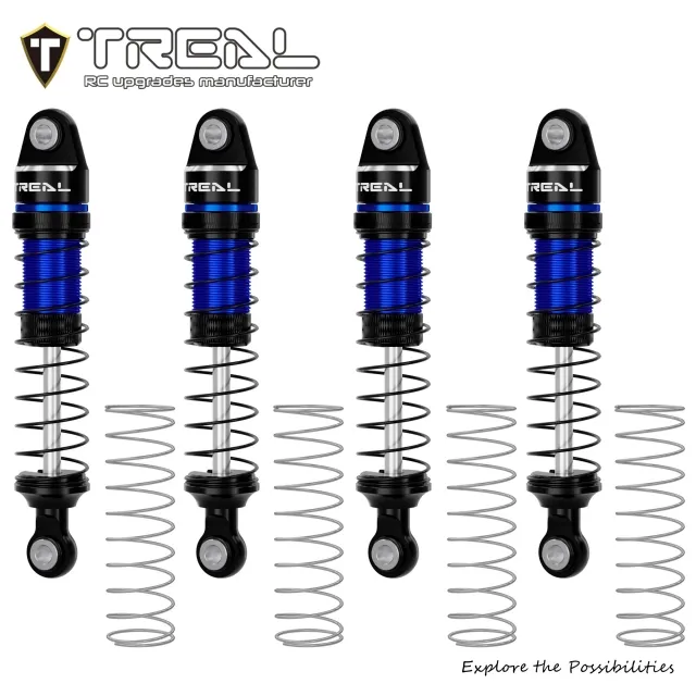 TREAL Shocks 59MM Oil-Damper Long Travel Threaded Shocks for 1/18 TRX-4M TRX-4MT - Blue