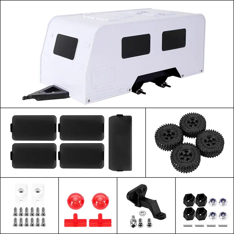INJORA Travel Camper Trailer with Hitch For 1/18 RC Crawler TRX4M