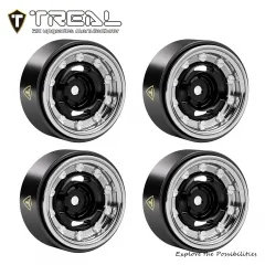 TREAL 0.7'' Vintage Beadlock Wheels CNC Aluminum Brass Weighted Retro Rims 4PCS for Axial SCX30 Crawler-Type F Silver