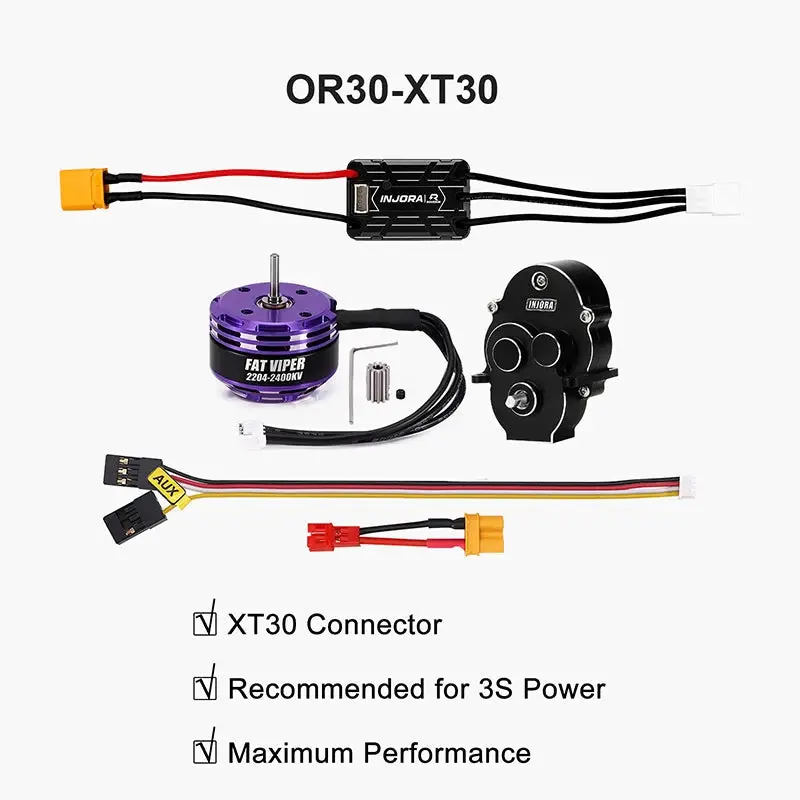 INJORA Roverin OR30 Brushless ESC & 2204 Fat Viper Motor for TRX4M (XT30/PH2.0)